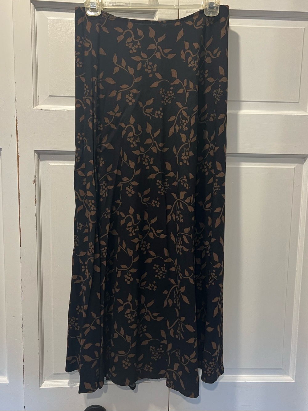 Reformation Black Maxi Skirt with Brown Floral Print